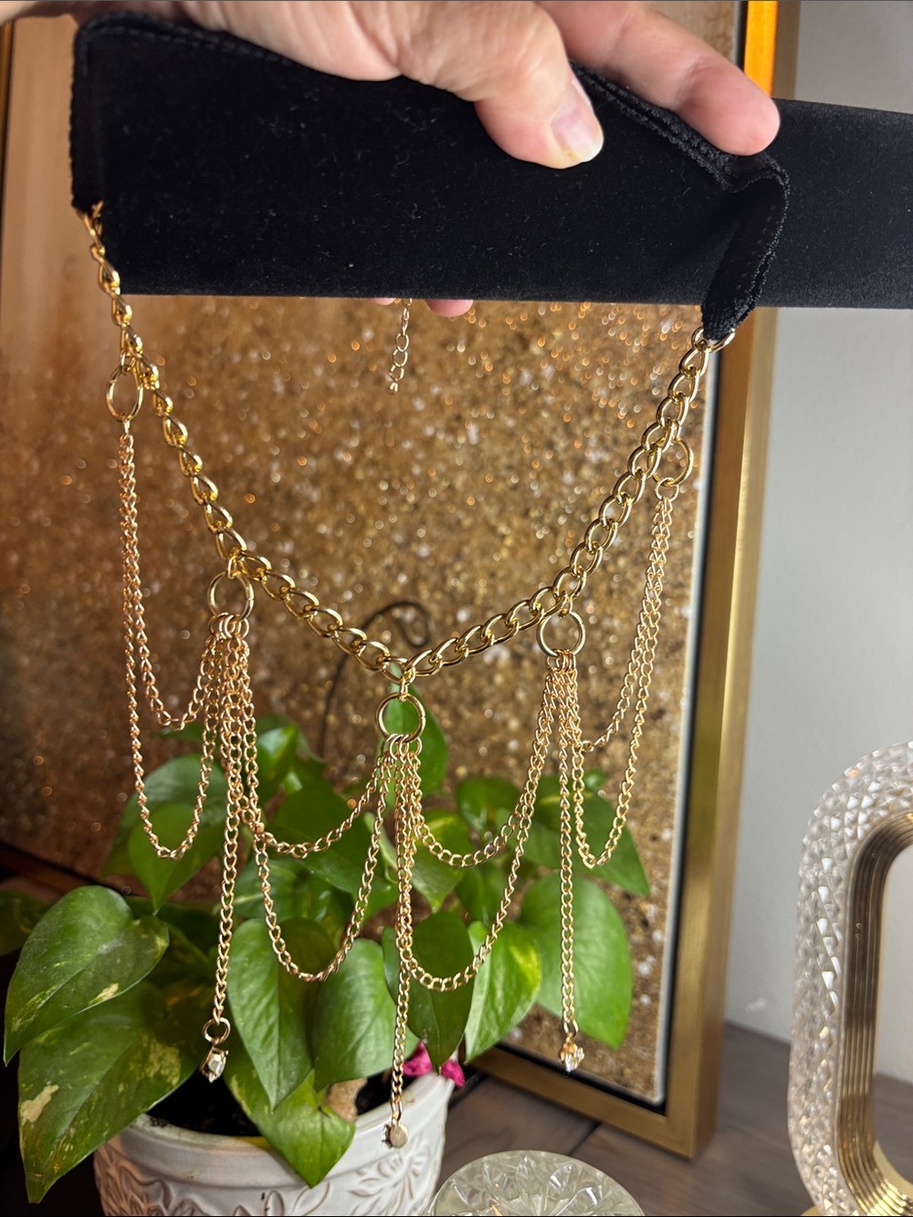 Choker Gold Multi-Chain Draped Necklace - Women Jewelry New Without Tags
